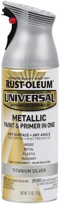 Rust-Oleum 245220-6PK Universal All Surface Metallic Spray Paint, 11 oz, Titanium Silver, 6 Pack