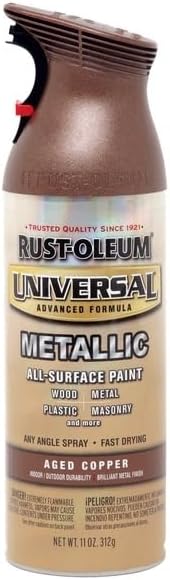 Rust-Oleum 249132 Universal All Surface Metallic Spray Paint, 11 Fl oz, Aged Copper