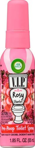 Air Wick V.I.P. Pre-Poop Toilet Spray, Up to 100 uses, Contains Essential Oils, Rosy Starlet Scent, Travel size, 1.85 oz, Holiday Gifts, White Elephant gifts, Stocking Stuffers