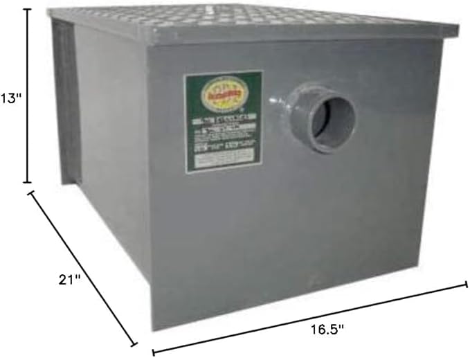 Commercial Grease Trap Interceptor – Heavy Duty Carbon Steel Grease Trap for Restaurant or Food Truck Kitchen Waste - NSF (20 lbs)