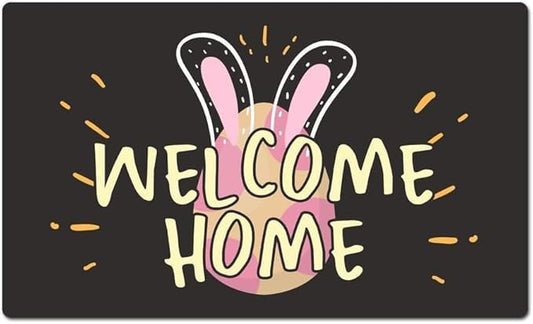 Welcome Door Mats Funny Easter Rabbit Egg Cute Floor Decor Doormat Entrance Way Non Slip Door Mats Front Indoor Or Outdoor Living Room Kitchen Bedroom Area Rugs Gift for Women Men 20x32 inch