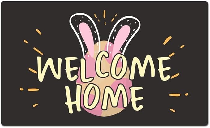 Welcome Door Mats Funny Easter Rabbit Egg Cute Floor Decor Doormat Entrance Way Non Slip Door Mats Front Indoor Or Outdoor Living Room Kitchen Bedroom Area Rugs Gift for Women Men 16x24 inch