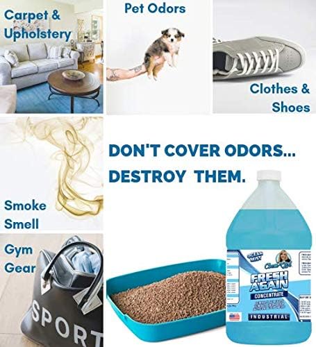 Chem-Girl | FRESH AGAIN Odor Remover & Deodorizer - Neutralizes Foul Odors in Upholstery, Carpet, Air, Shoes, Rugs, Clothes, Dog Beds, Litter Boxes | Industrial Strength Concentrate - 1 Quart