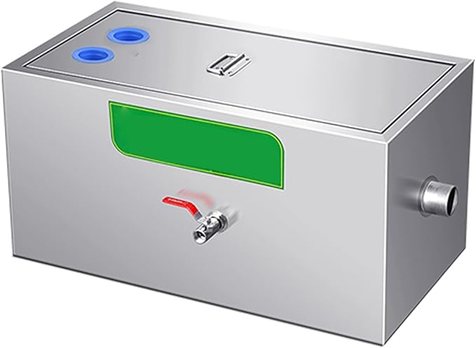Commercial Grease Trap for Restaurant Sinks, Medium Size Grease Water Separator with Removable Filter Basket & Baffle, Effective Kitchen Grease Management Solution
