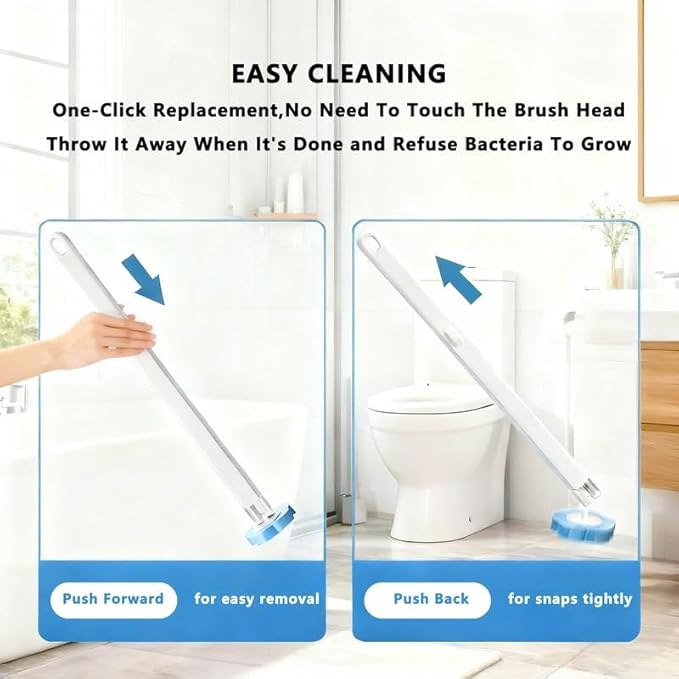 Disposable Toilet Brush, Toilet Bowl Wand Holder Set with 24PCS Cleaner Refills, Bathroom Cleaning System for Sink Bathtub Drain Wash Basin Urinal