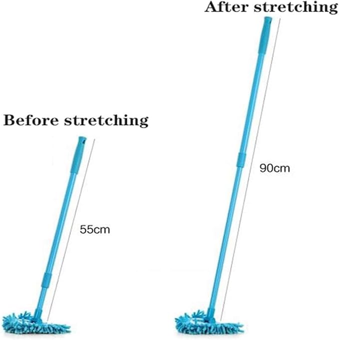 MAXBECK 2023 New 180 Rotatable Adjustable Triangle Cleaning Mop, Wet and Dry, with 2 Reusable Chenille Mop Heads, for Floor, Wall, Sofa, Bed Bottom (Blue)
