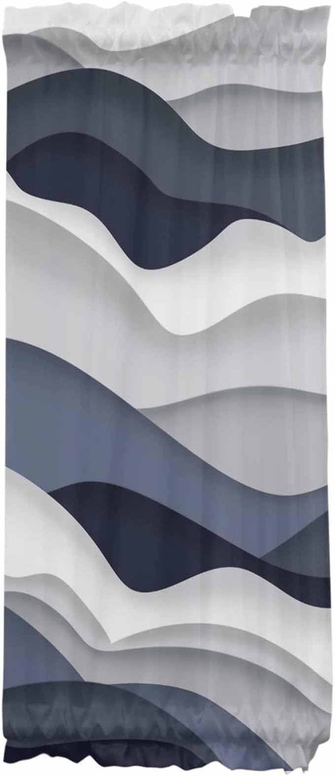 French Door Curtain Panel for Front Door, Cyan Ocean Waves Ombre Slidelight Door Curtains with Tieback Light Filtering Privacy Panels for Doorway Entryway 25"x 40"