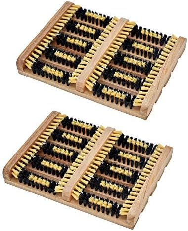 Superio Shoe and Boot Scraper, Outside Shoe Scrubber Brush 10.5 X 14 Inch - Cleans Deep Removes All Outdoor Dirt, Snow, Mud and Sand. Construction, Hiking Cleaner (Wood 2-Pack)