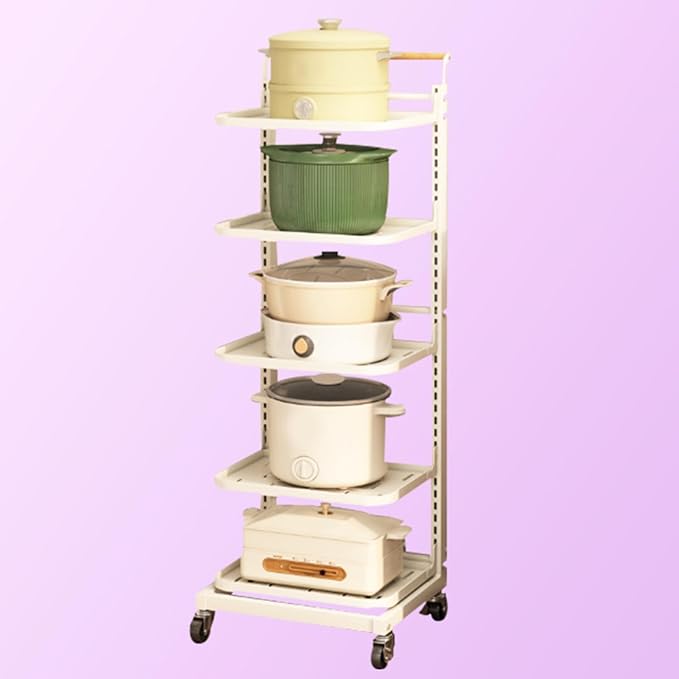 5 Tier Pan Lid and Baking Tray Storage Rack nizer for Kitchen Cupboard White