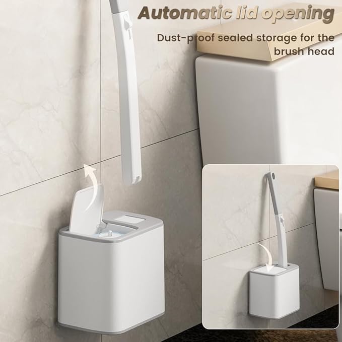 HomeBeyond Disposable Toilet Brush, Toilet Cleaning System with 24pcs Refills Brush, Extended Handle Bowl for Hygienic Bathroom Maintenance, Bathtub