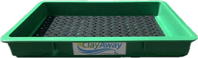 ClayAway - Tennis Court Shoe Cleaning Tray, Sand and Clay Removal - Green with Black Mat