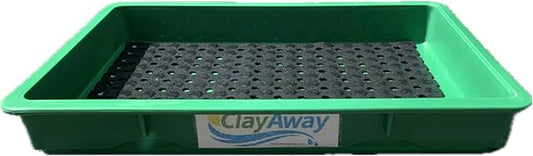 ClayAway - Tennis Court Shoe Cleaning Tray, Sand and Clay Removal - Green with Black Mat
