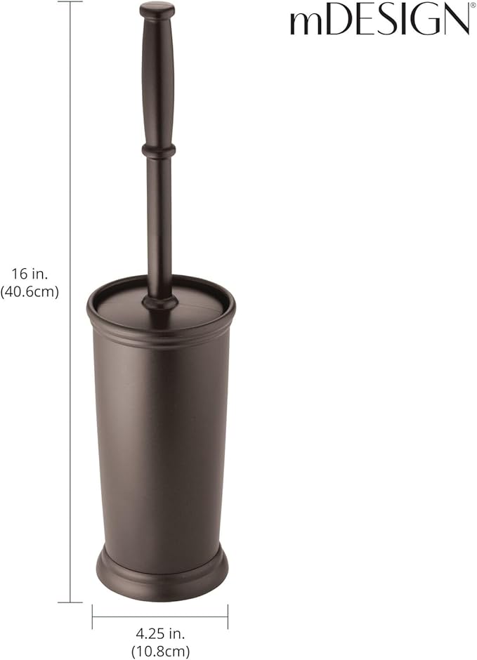 mDesign Metal Freestanding Slim Toilet Bowl Brush and Holder