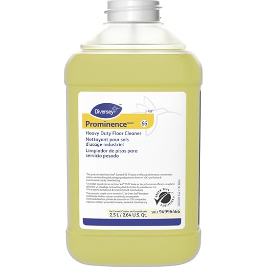 Diversey 94996466 Prominence Heavy Duty Floor Cleaner, Commercial General Purpose Daily Cleaning Solution, J-Fill Liquid Concentrate, Citrus Scent, 2.5-Liter (Pack of 2)