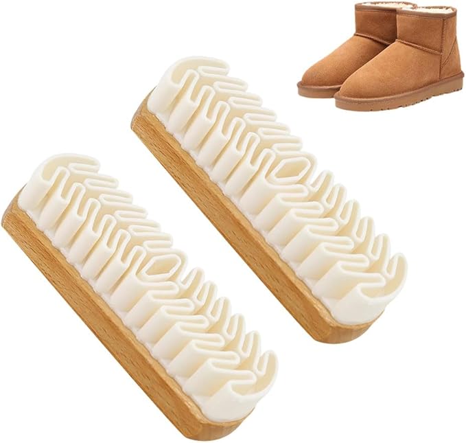 Rubber Shoe Brush, 2026 New Suede Shoe Brush and Eraser Soft Suede Shoe Brush Cleaner, Suede Cleaning Brush for Shoes, Bags, Jacket, Purse, Sofa with Wooden Handle (A-2Pcs)