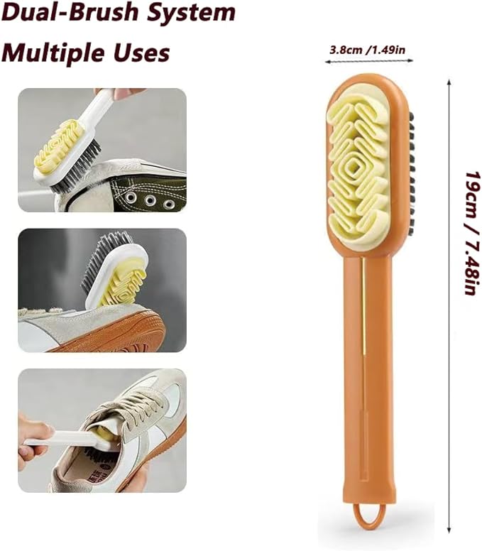 2 in 1 Suede Brush and Eraser for Shoes, Rubber Shoe Brush with Soft Plastic Bristles for Suede & Nubuck Cleaning
