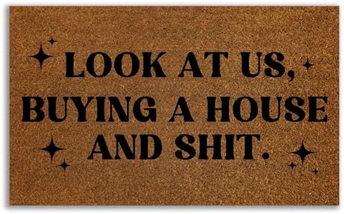 Look at Us Buying A House Doormat Personalized Doormats for Front Door Door Mat for Indoor Outdoor Entrance Decor Welcome Mats for Inside Ourside Housewarming Gift 18x30 inch