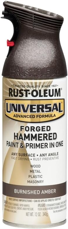 Rust-Oleum 271480 Universal All Surface Forged Hammered Spray Paint, 12 oz, Burnished Amber