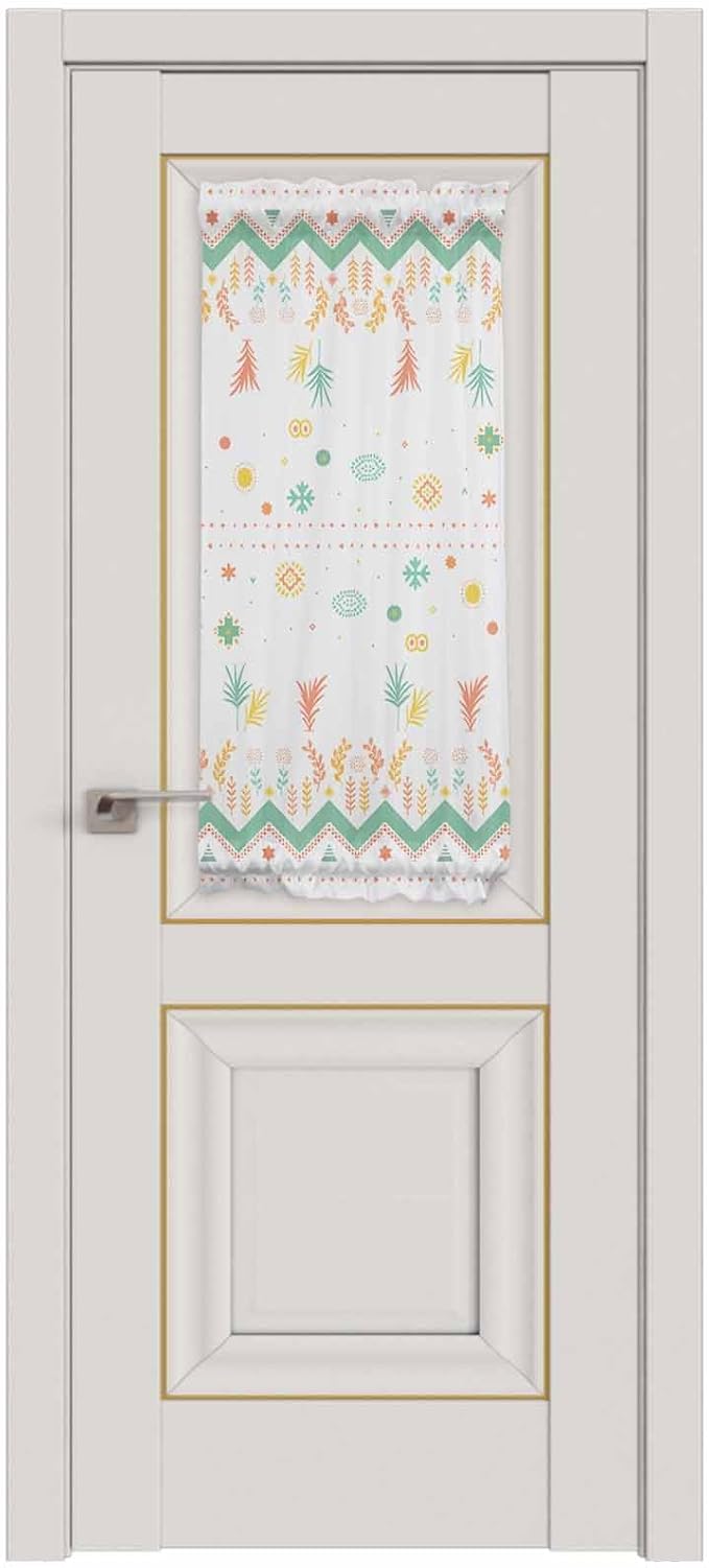 French Door Curtain Panel for Front Door, Green Orange Yellow Plant Geometric Slidelight Door Curtains with Tieback Light Filtering Privacy Panels for Doorway Entryway 25"x 40"