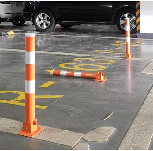 Lightweight Driveway Barrier with Warning Stripes, Flexible Parking Spot Protector Safety Bollard with Locking Mechanism, High-Visibility Parking Post for Night-time Safety