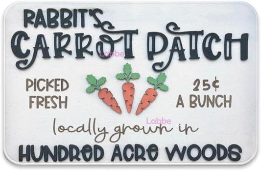 Easter Rabbit's Carrot Patch Family Home Decorative Welcome Doormat, Indoor Outdoor No Slip Mat Funny Doormat,Housewarming Gifts Mat 16X24Inch