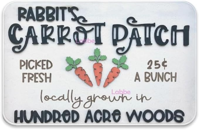 Easter Rabbit's Carrot Patch Family Home Decorative Welcome Doormat, Indoor Outdoor No Slip Mat Funny Doormat,Housewarming Gifts Mat 18x30Inch
