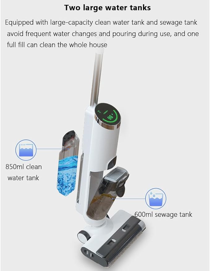 Household Floor Scrubber,Wet and Dry,850ml Clean Water Tank,600ml Sewage Tank,16kpa Suction Washing and Mopping Machine,Cleaning Machine