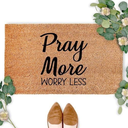 Pray More Worry Less Family Home Decorative Welcome Doormat Indoor Outdoor No Slip Mat Funny Doormat Housewarming Gifts Mat 16x24 inch