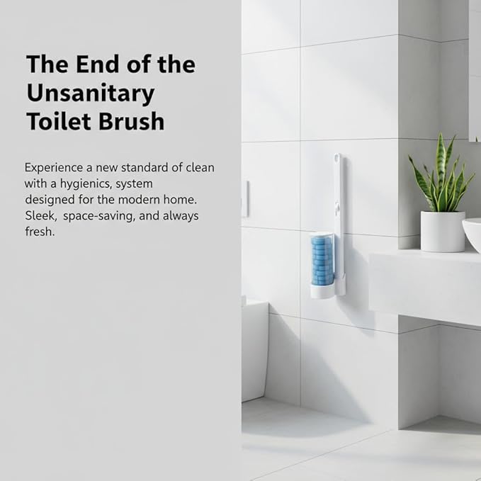 Disposable Toilet Brush for Bathroom Cleaning, Deep Cleaning Toilet Bowl Cleaner with Replaceable Heads, Hygienic Storage Design,House Warming Gifts New Home (Replacement Heads - 24pcs Blue)