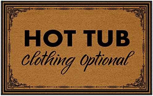 Hot Tub Clothing Optional Funny Doormat, Humorous Welcome Mat, Durable Front Door Rug, Entryway Decor_20x32 inch