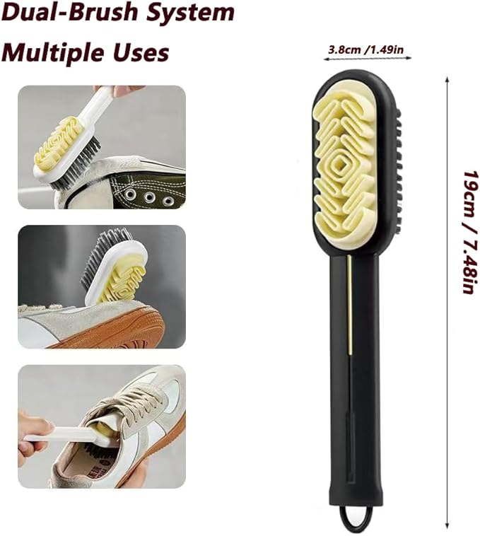 2 in 1 Suede Brush and Eraser for Shoes, Rubber Shoe Brush with Soft Plastic Bristles for Suede & Nubuck Cleaning (Black)