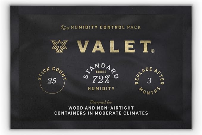Valet 72% Two-Way Humidity Pack Single (60g), Individually Wrapped Humidity Control Pack for Wood & Airtight Storage, Moisture Absorber, Made in USA