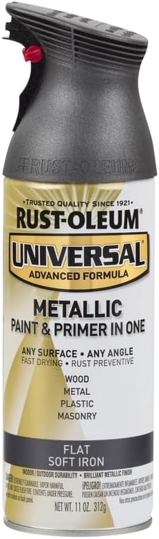 Rust-Oleum 271473 Universal All Surface Metallic Spray Paint, 11 oz, Flat Soft Iron