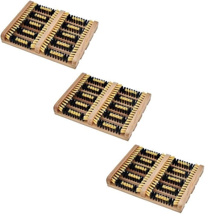 Superio Shoe and Boot Scraper, Outside Shoe Scrubber Brush 10.5 X 14 Inch - Cleans Deep Removes All Outdoor Dirt, Snow, Mud and Sand. Construction, Hiking Cleaner (Wood 3-Pack)