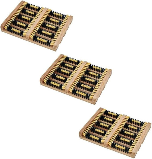 Superio Shoe and Boot Scraper, Outside Shoe Scrubber Brush 10.5 X 14 Inch - Cleans Deep Removes All Outdoor Dirt, Snow, Mud and Sand. Construction, Hiking Cleaner (Wood 3-Pack)