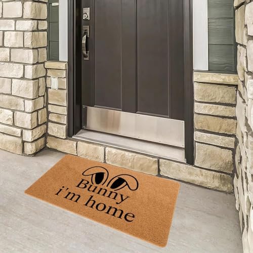 Funny Welcome Doormat Bunny I'm Home Doormats for Entrance Way Indoor Monogram Colorful Doormat Personalized Non Slip Rubber Mat for Front Door Kitchen Rugs and Mats 16x24 inch