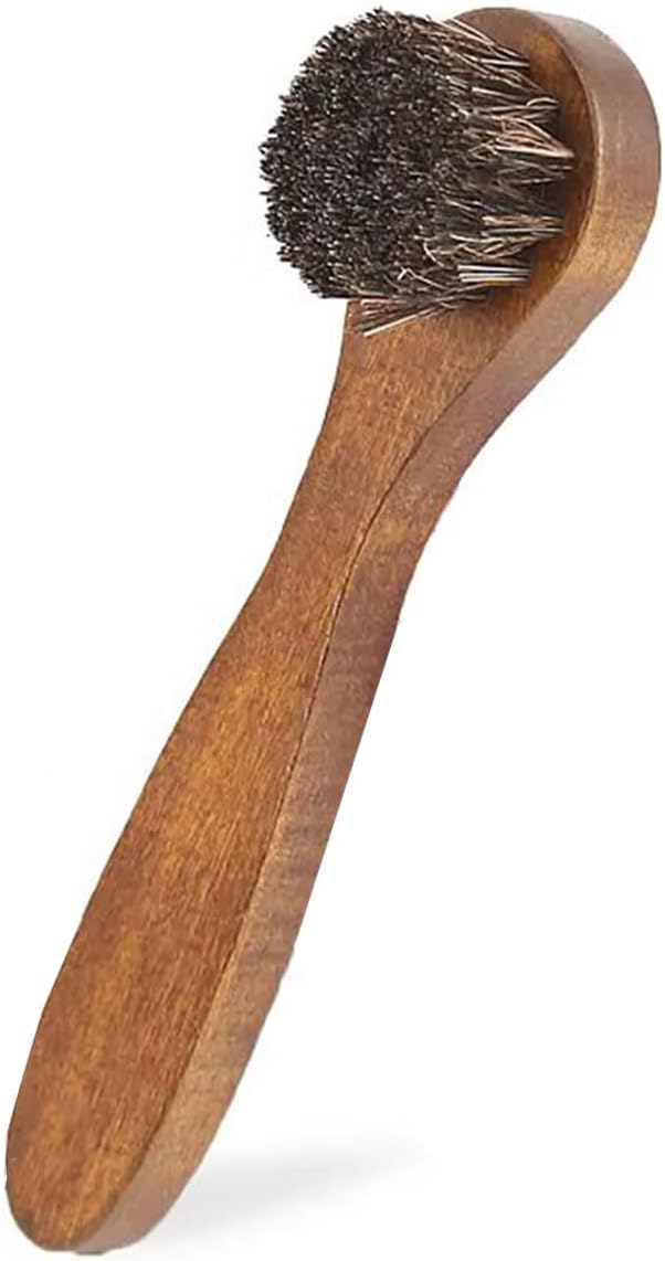 Horsehair Shoe Brush Long Wooden Handle Anti-Slip Horse-Hair Leather Shoe Cleaning Polishing Brush 2Pcs