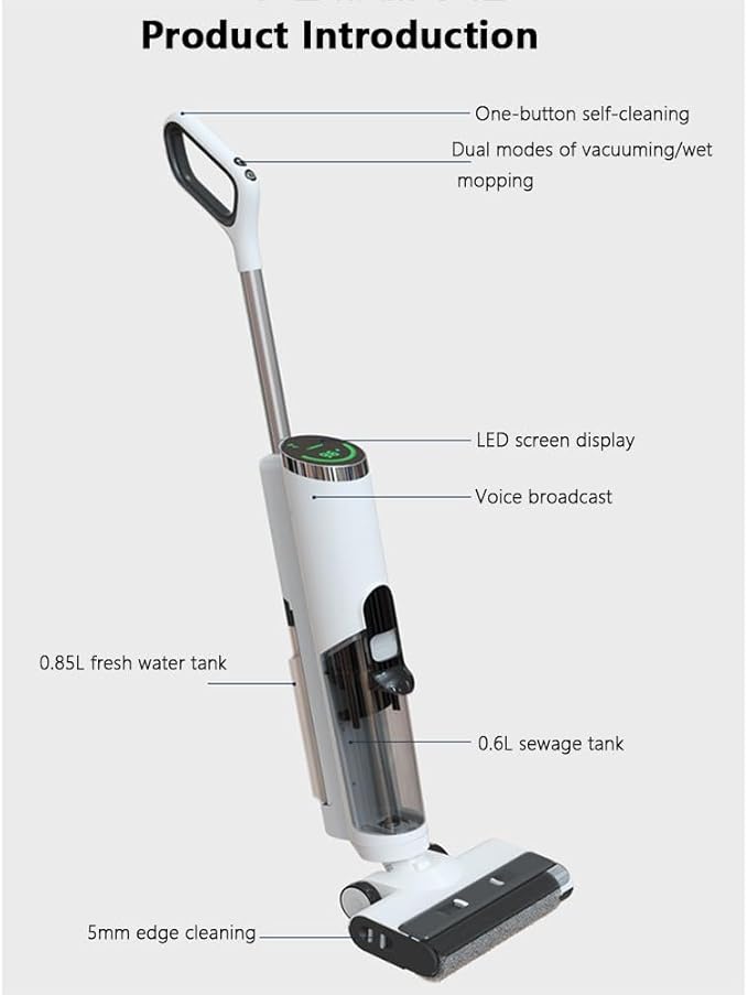 Household Floor Scrubber,Wet and Dry,850ml Clean Water Tank,600ml Sewage Tank,16kpa Suction Washing and Mopping Machine,Cleaning Machine