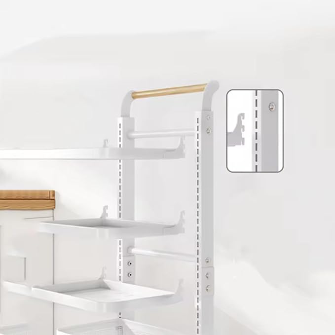 Pot and Pan nizer Rack for Cupboard White Sliding Shelf Unit for Plates and Pots Over Microwave Holder with Black Basket Space Saving Kitchen nizer