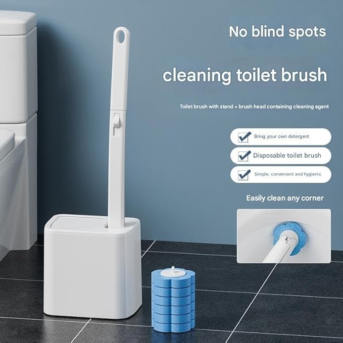 Disposable Toilet Cleaning Tool, with 18 Disinfecting Heads Included Holder & Refills,for Modern Bathrooms, Quick Cleaning for Toilet Bowl, Sink(White18)