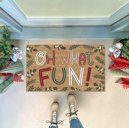 Easter Day Oh What Fun Doormat Bath Mat Welcome Rug Non-Slip Dust Floor Seasonal Spring Summer Mats for Kitchen Office Farmhouse Yard Front Hall Lawn 18x30 inch