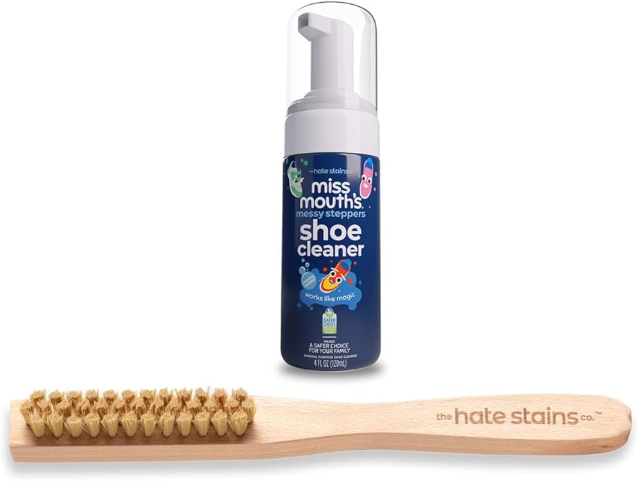 Miss Mouth's Messy Steppers Shoe Cleaner - 4oz Foam and Laundry Brush