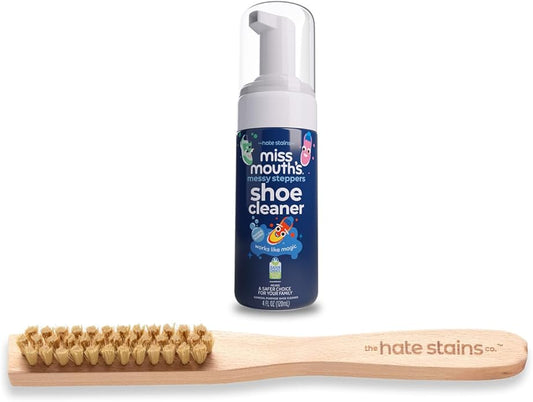 Miss Mouth's Messy Steppers Shoe Cleaner - 4oz Foam and Laundry Brush