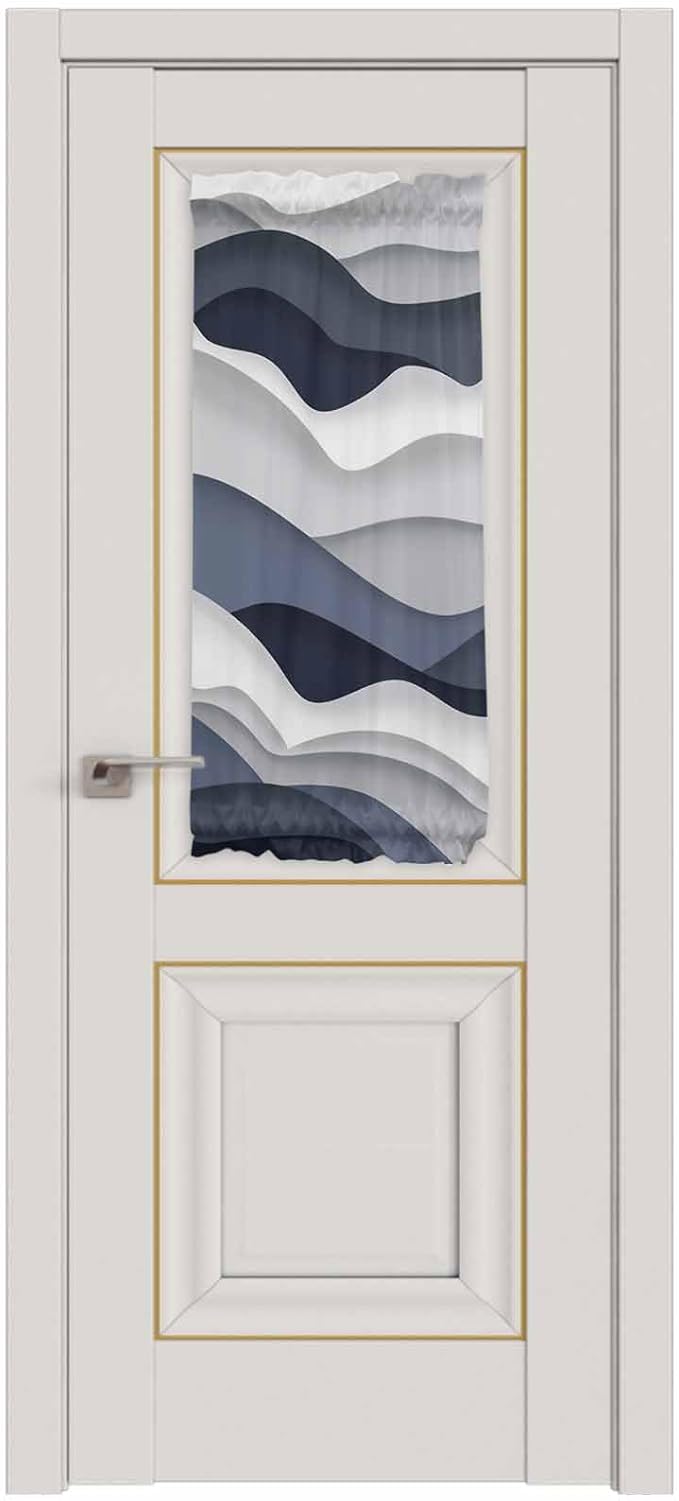 French Door Curtain Panel for Front Door, Cyan Ocean Waves Ombre Slidelight Door Curtains with Tieback Light Filtering Privacy Panels for Doorway Entryway 25"x 40"