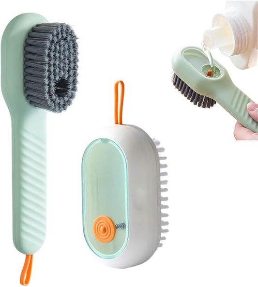 2026 New Shoe Cleaning Brush, 2PCS Laundry Brush Shoe Brush Liquid Shoe Brush, Household Cleaning Clothes Shoes Brush with Liquid Box for Washing Clothes Shoes (Green+Green)