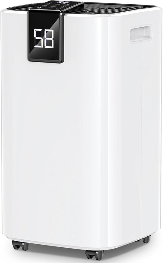 4,000 Sq.ft Dehumidifier for Basement, 45 Pint Dehumidifiers for Home with Drain Hose, Smart Humidity Control, Auto Defrost, Auto Restart, 24H Timer, for Bedroom, Bathroom, RV, Garage