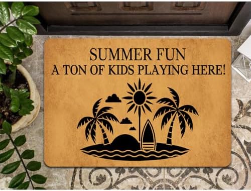 Funny Welcome Doormat Summer Fun A Ton of Kids Playing Here! Doormats for Entrance Personalized Non Slip Rubber Mat for Front Door Gift Mats Kitchen Rugs and Mats 16x24 inch
