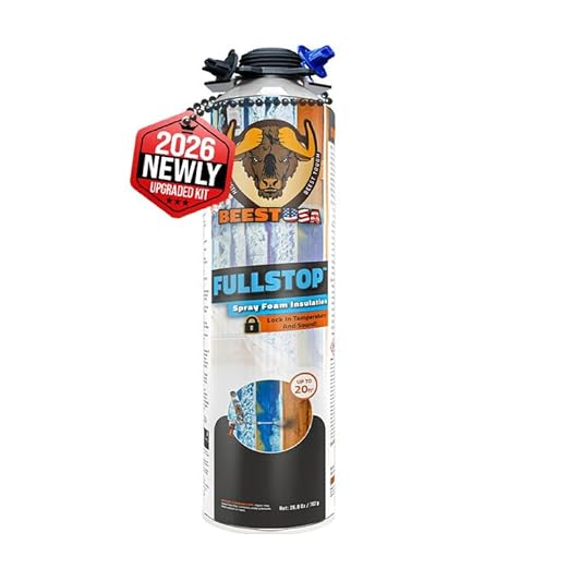 BEEST FullStop Spray Foam Insulation for Wall & Attic (20 Board ft/sq.ft) Perfect Heat & Acoustic Proofing for Reduced Energy Bills - One Component Polyurethane Foam Insulation Can - 1 Pack (26.8 oz)