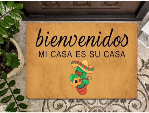 Funny Welcome Doormat Bienvenidos Mi Casa ES Su Casa Doormats for Doormat Personalized Non Slip Rubber Mat for Front Door House Warming Gift Mats Kitchen Rugs and Mats 20x32 inch