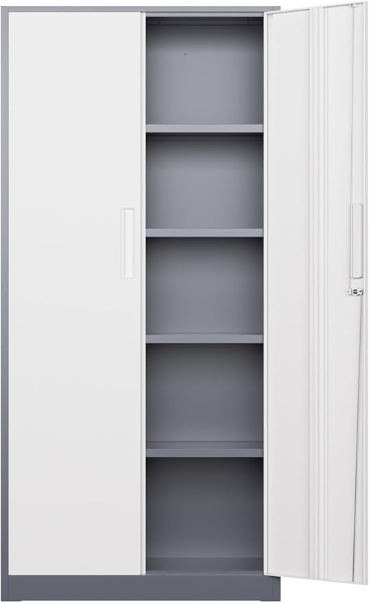 Bonusall 72" Metal Garage Storage Cabinet, 2 Locking Doors & 4 Adjustable Shelves Tall Storage, Heavy Duty Steel Tool Cabinet for Home, Office